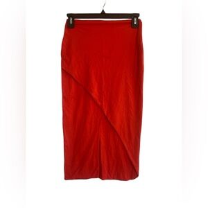 Kookai Red Asymmetrical Midi Pencil Skirt Size 4
